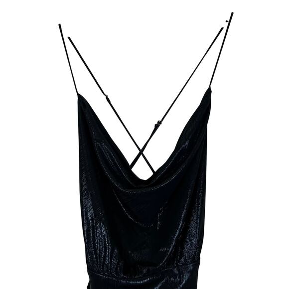 NWT Lulus Winning Move Midi Dress Womens XL Black Metallic Backless Cocktail LBD - Picture 4 of 7